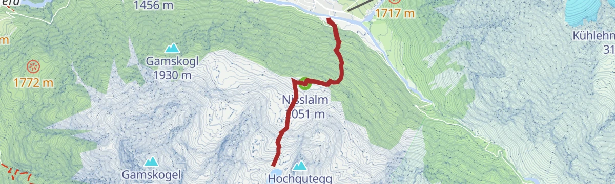 Route map: Schönrinnenkarsee - Längenfeld/Gries